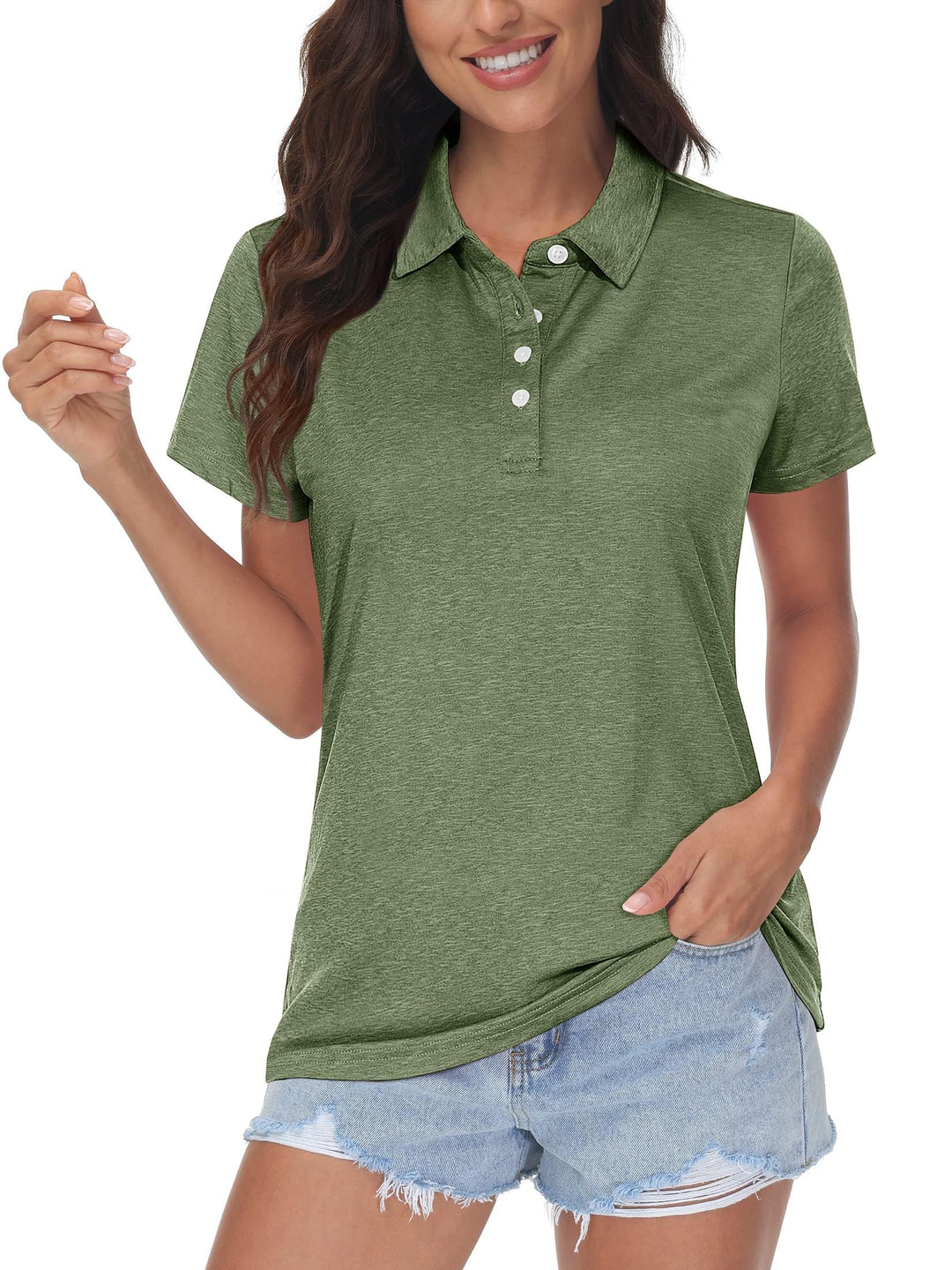 MAGCOMSEN Damen Poloshirts Kurzarm Polohemd Schnelltrocknend Golf Tennis Shirts Leicht Sport T-Shirt