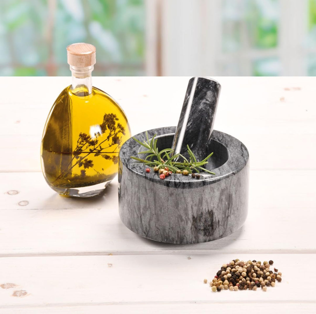 KESPER | Mörser, Material: Marmor, Masse: Ø 13 cm/Höhe: 8 cm, Farbe: Dunkelgrau | 71504, Dunkelgrau