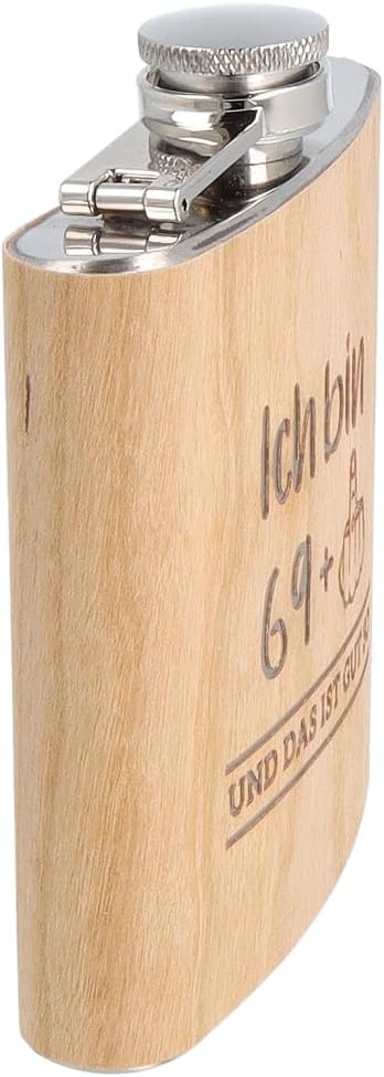Spruchreif | Flachmann aus Edelstahl mit Gravur | Flachmann aus Holz | Outdoor Geschenk | Geschenk f