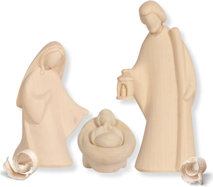 Akantus Krippe aus Holz: HL. Familie Natur mit Krippenbogen (10 cm), 10 cm