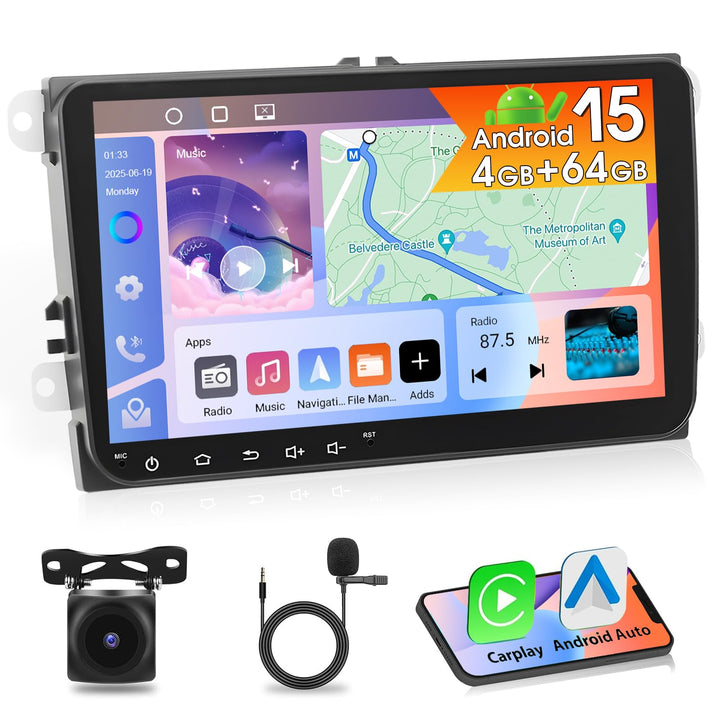 [4G+64G] Motorsi Autoradio für VW Seat Passat Golf 5 6 Polo Skoda mit Apple Carplay Android Auto, 9'