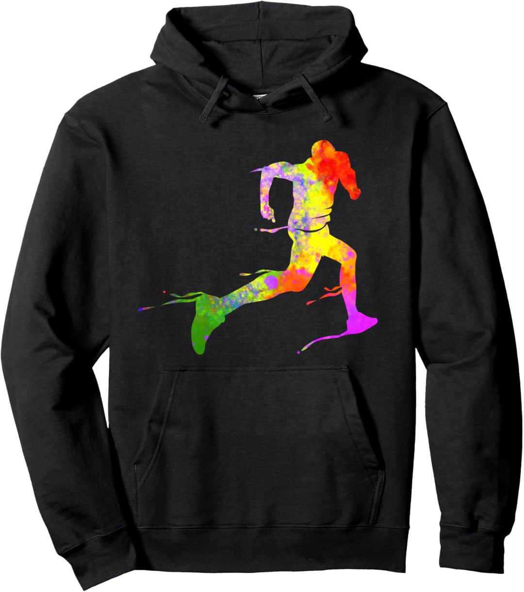 Marathoner, Motiv: Laufende Silhouette, bunt Pullover Hoodie