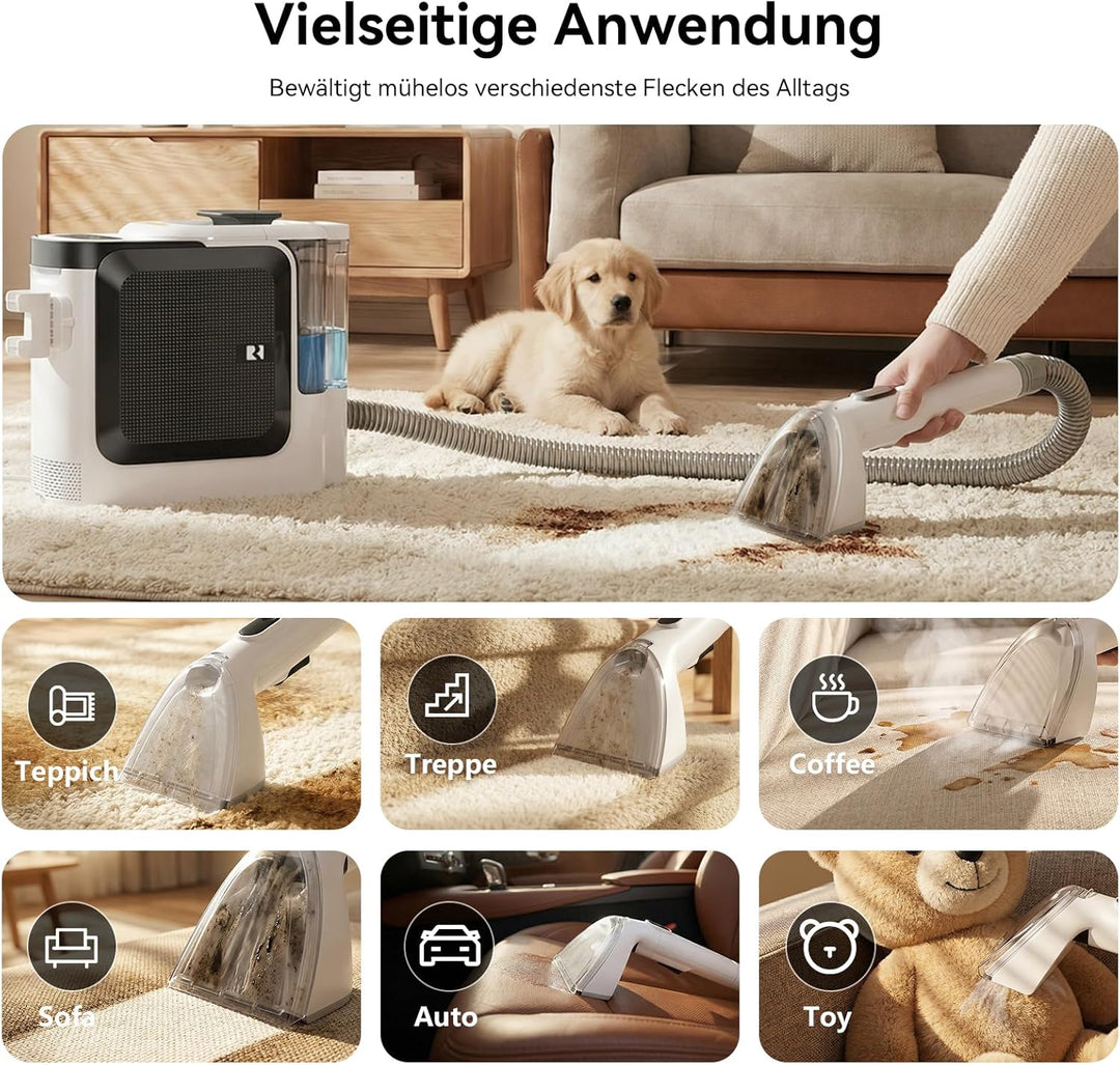 Redkey C2 Polsterreiniger Gerät, 26KPA 1800W Heissdampf Waschsauger Teppichreiniger, 4-in-1 Dampfrei