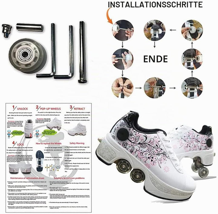 LDRFSE Schuhe mit Rollen, Rollschuhe Skateboard Schuhe Kinderschuhe Mit Rollen Skate Shoes Rollen Sc