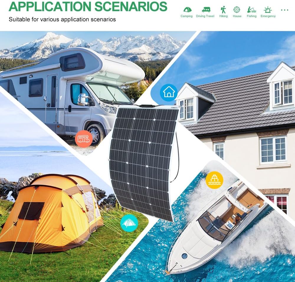 Solarpanel 600W Flexible Solarmodul 6 stücke 100W 12V Monokristallin Photovoltaik Solarzelle Outdoor