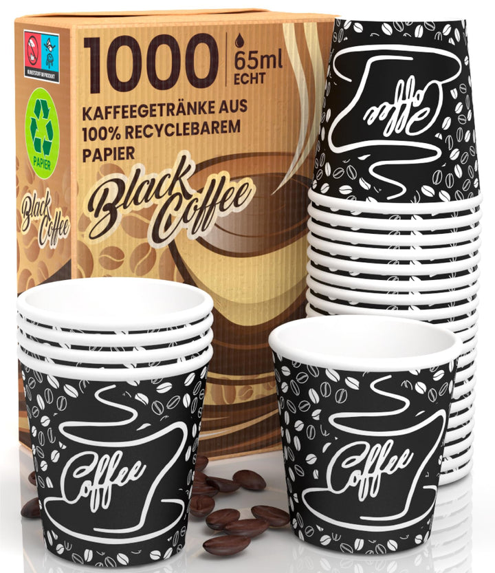 Eurocali 1000 Espresso Pappbecher 65ml Biologisch Abbaubare Kaffee Einwegbecher - Ökologisches Desig