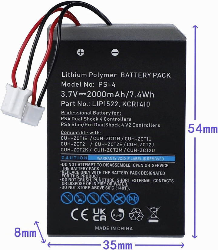 SHAWOROCE 2X Akku Batterien LIP1522 KCR1410 Kompatibel mit Sony PS4 DualShock 4 Slim Pro V1 V2 CUH-Z