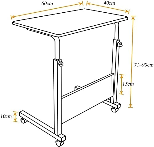SogesHome Laptoptisch Beistelltisch PC Tisch Notebook Sofatisch Laptopständer mit Rollen,60 x 40 cm,