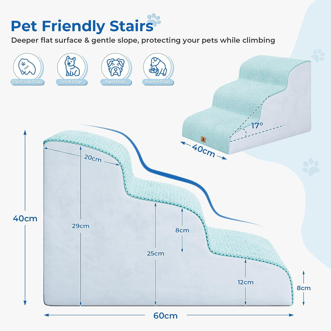 Hundetreppe für kleine Hunde, 3 Stufen 40cm Hoch Haustiertreppe, Waschbar rutschfest, Katzentreppe f