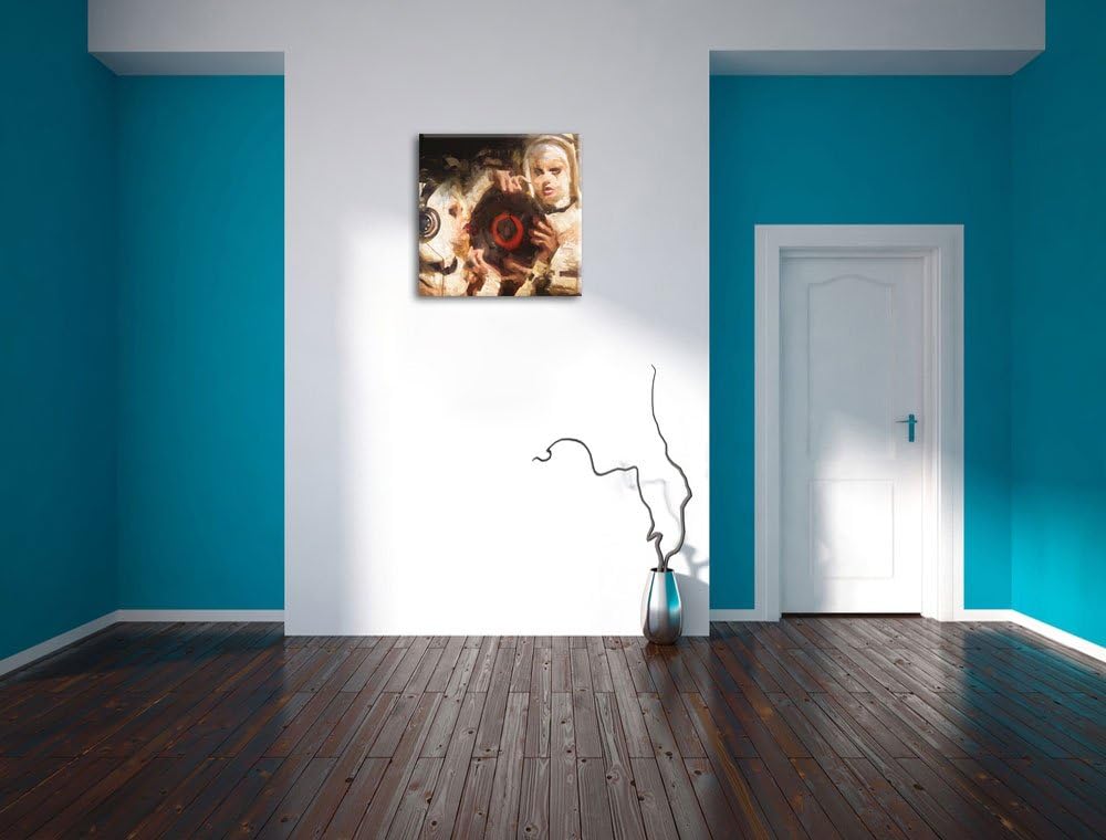 Pixxprint Mysteriöse DJ Frauen Pinsel Effekt, Format: 70x70 auf Leinwand, 70x70