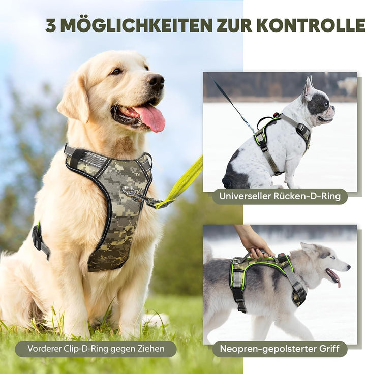 Leuchtendes Hundegeschirr Ausbruchsicher, Reflektierende, Verstellbare, No-Pull Leuchtgeschirr für H