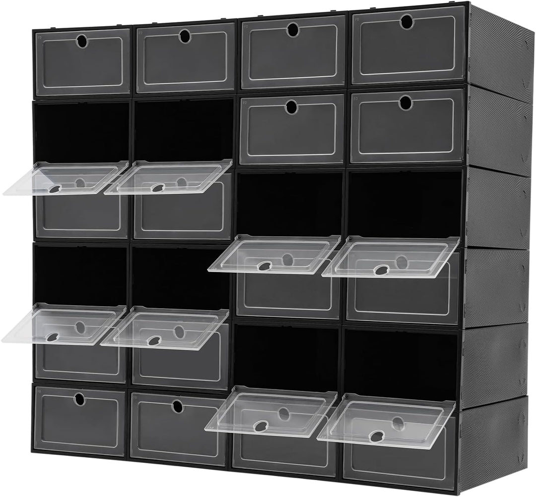 Schuhboxen Stapelbar, Schuhkarton Schuhregal Mit Türen 33 X 23 X 14 Cm 24 Stück In Einem Set Stapelb