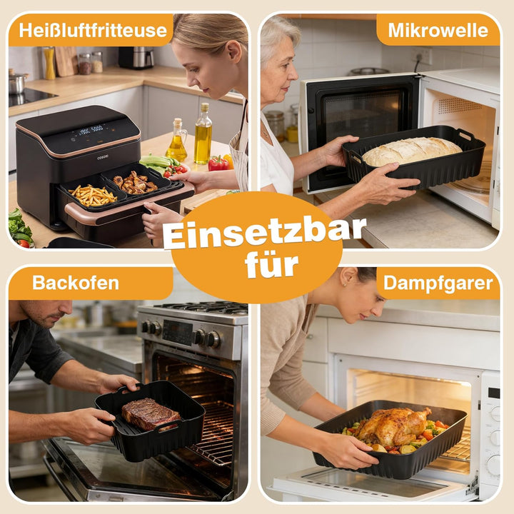 Heissluftfritteuse Silikonform Zubehör für COSORI Dual Blaze TwinFry 10L, 3 Stück Airfryer Silikonfo