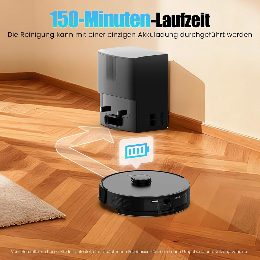 Saugroboter mit Wischfunktion, Staubsauger Roboter mit Absaugstation 3.5L, 8000Pa Saugkraft, LiDAR N