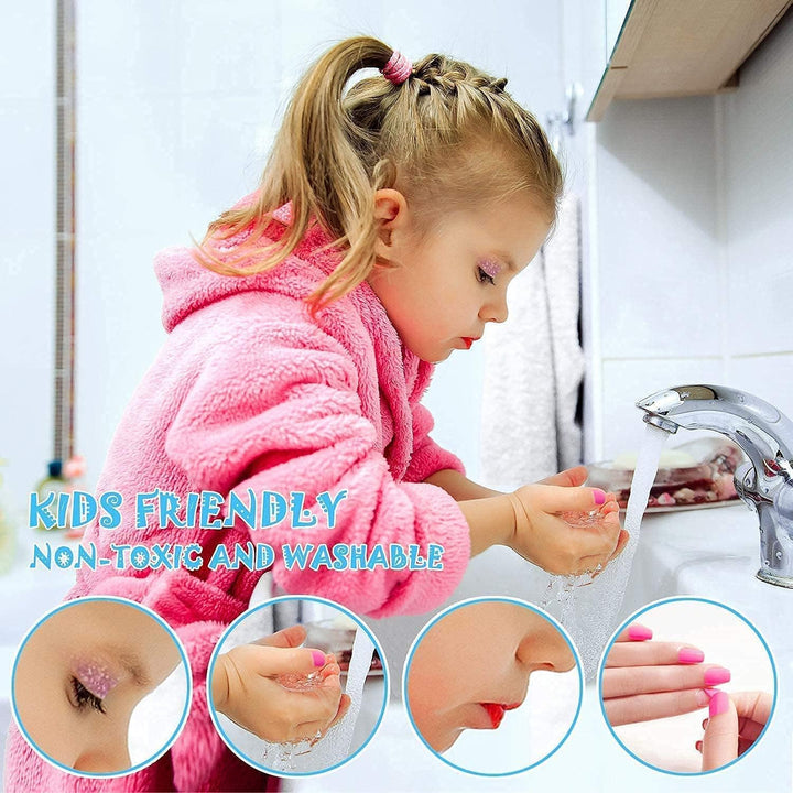 Kinderschminke Set Mädchen, Waschbares, sicheres Make-up-Set für Kinder Mit Einhorn Kosmetiktasche,N
