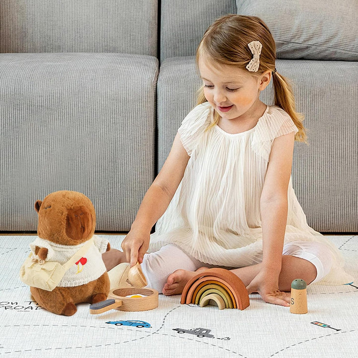 Capybara Plüschtier, 23CM Capybara Kuscheltier Set Cartoon Plüschtiere, Plüsch Puppe Spielzeug mit K
