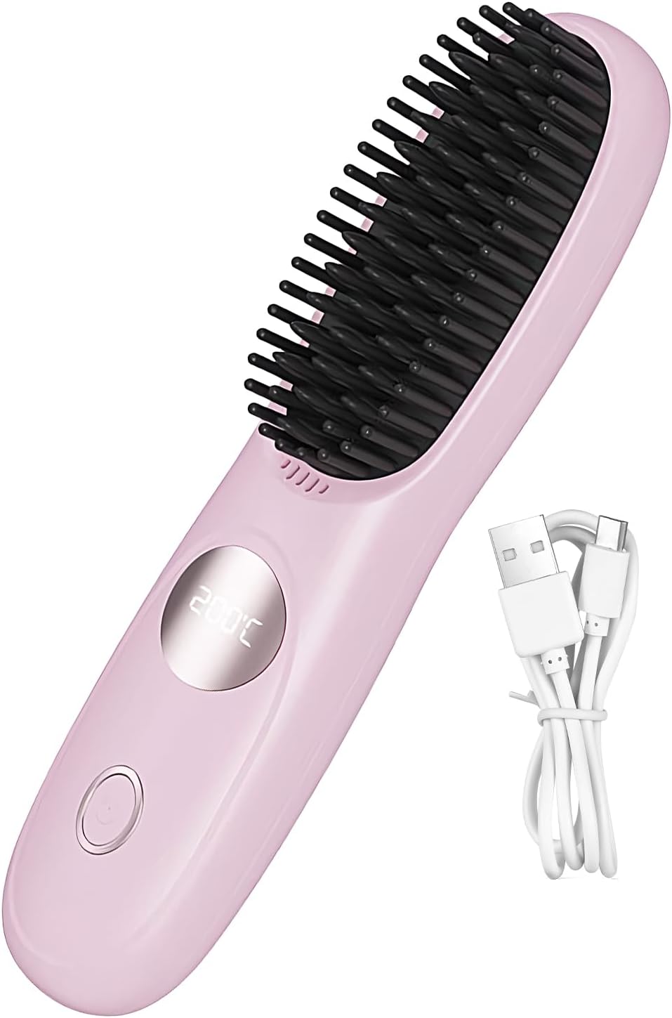 Ahuuen Tragbarer Glätteisen - Damen Heizbürste Zum Haare Glätten,3 Temperaturstufen Styling Werkzeug