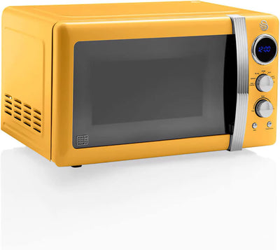 Swan Retro SM22030YELNEU Digital Mikrowelle 20L, 5 Leistungsstufen, Auftaufunktion, 60 Minuten Timer