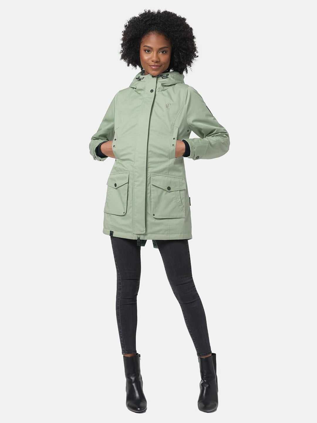 Navahoo Damen Übergangsjacke Warmer Kurzmantel Regenjacke wasserdicht mit Kapuze Brinjaa XS-XXL S Sm
