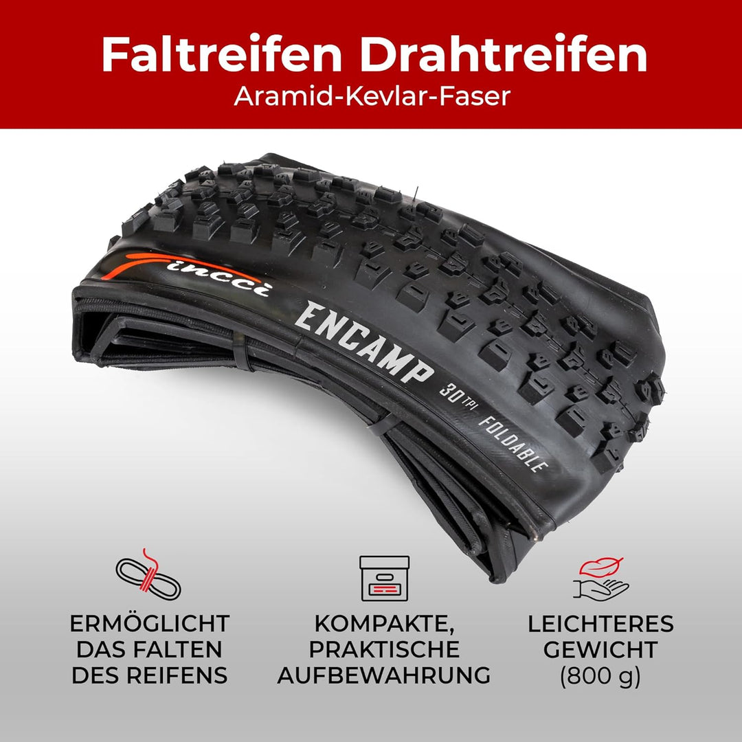 Fincci Encamp Paar 26 x 2,25 Zoll 57-559 Faltbar Reifen für Rennrad Mountain MTB Schlamm Schmutz Off