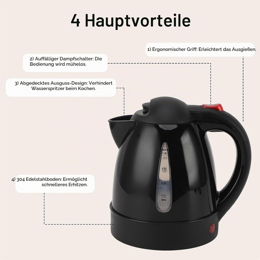Auto Wasserkocher, 24V 1000ml Tragbare Reisewasserkocher Auto LKW Wasserkocher mit Zigarettenanzünde