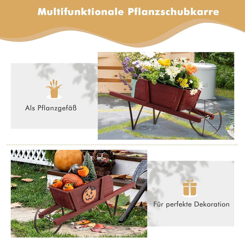 COSTWAY Blumenwagen, Pflanzwagen mit 9 magnetischen Zubehörteilen & 1 Eisenrad & 2 Griffen, Blumenka