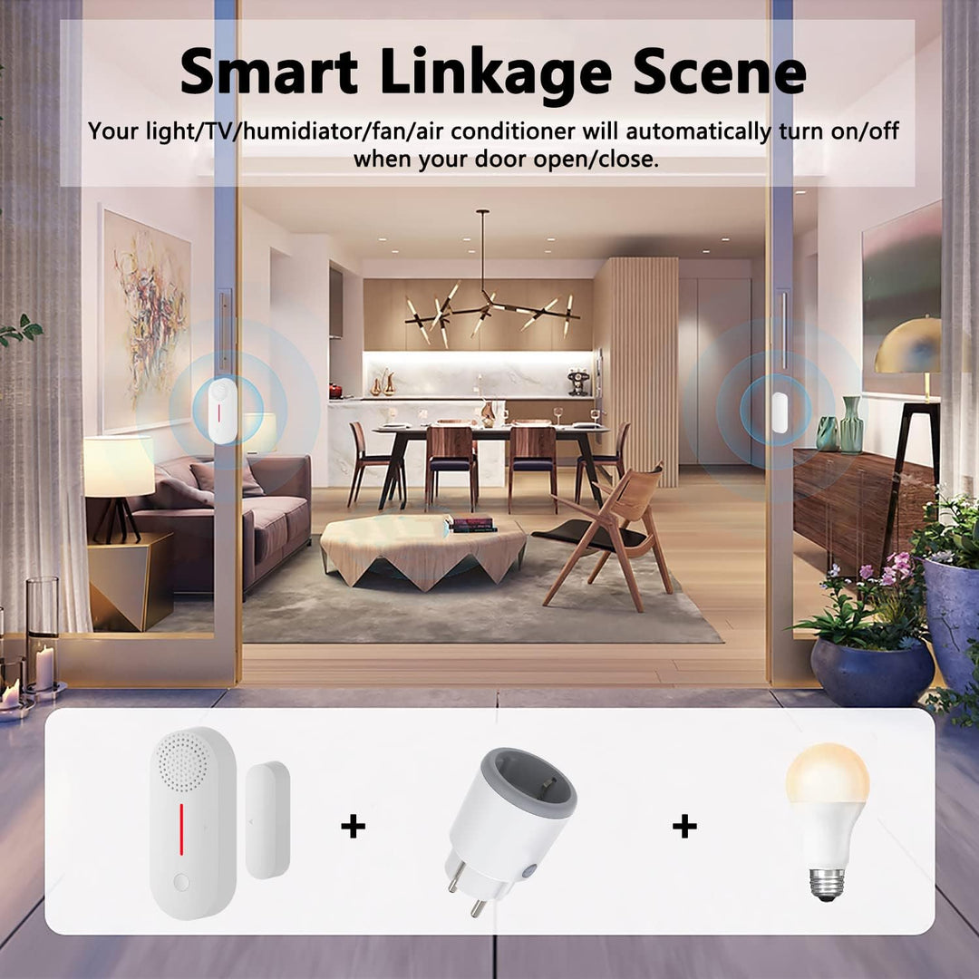 WiFi Smart Türsensor, drahtloser Türfenster Sensor Alarm, Mini Kontaktsensor für die Sicherheit zu H