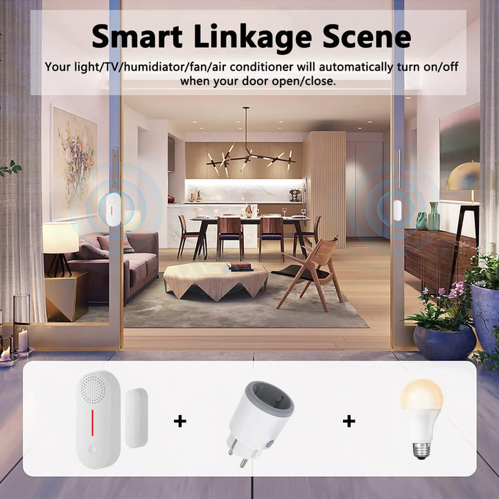 WiFi Smart Türsensor, drahtloser Türfenster Sensor Alarm, Mini Kontaktsensor für die Sicherheit zu H