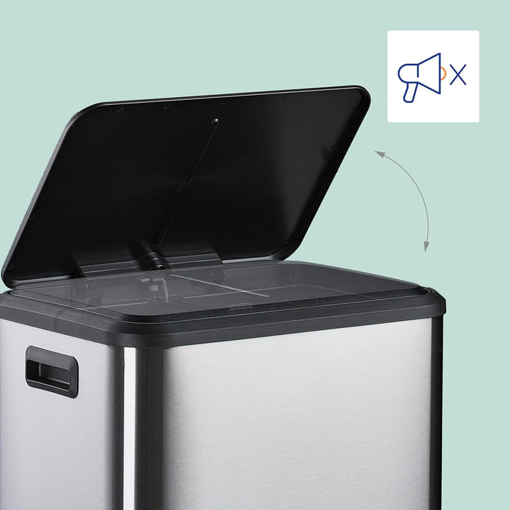 Relaxdays Mülleimer 2 x 15 Liter, Küchenmülleimer mit entnehmbare Inneneimer, Absenkautomatik und Tr