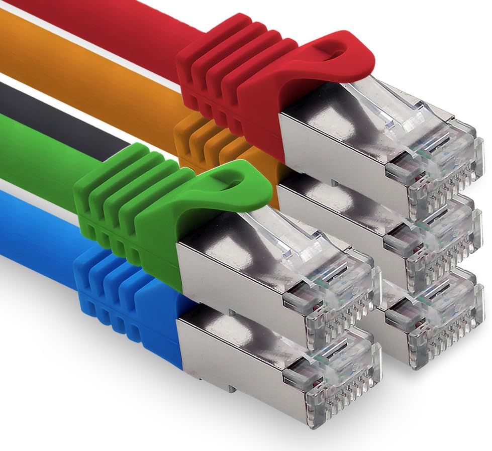 freiwerk 1,5m - 5 Farben 02 CAT.7 Netzwerkkabel Lan Ethernet Patch Kabel S-FTP LSZH PIMF 10GB s RJ45