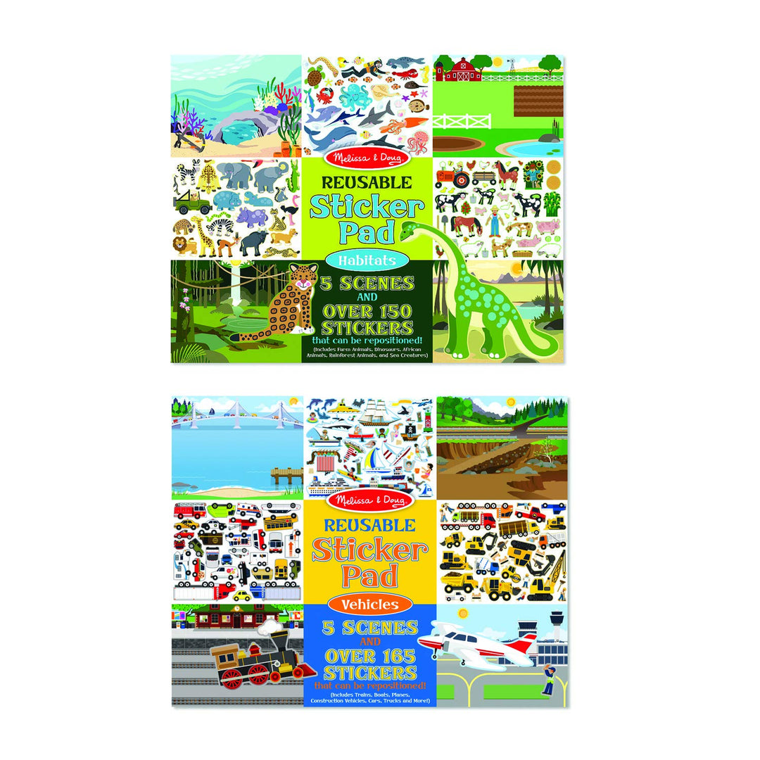 Melissa & Doug Vehicles and Habitats Reusable Bundle Sticker Pad Wiederverwendbare Aufkleber-Set – F