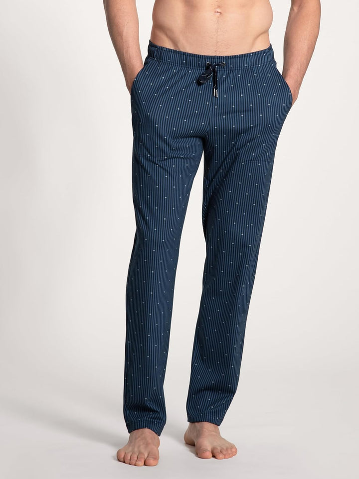 CALIDA Remix Basic Sleep Hose Herren, 100% Baumwolle, mit Seitentaschen Indian Blue 56, Indian Blue