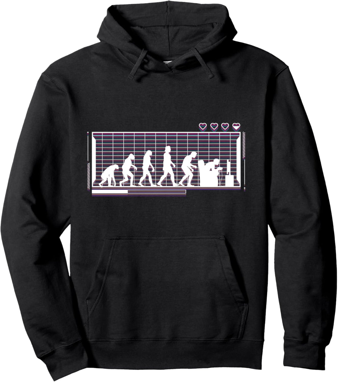 Gamer und Evolution Gamer mit Retro Gamer und Zocker Pullover Hoodie