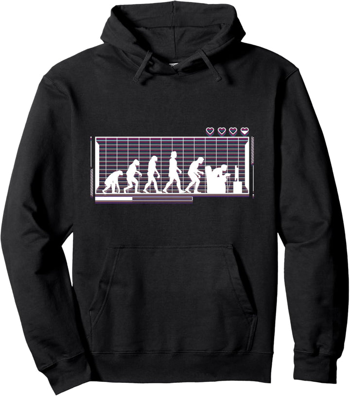 Gamer und Evolution Gamer mit Retro Gamer und Zocker Pullover Hoodie