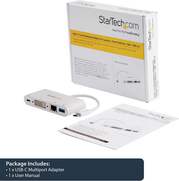 StarTech.com USB-C Multiport Adapter - USB-C auf DVI-D (Digital) Video Adapter mit 60W Power Deliver