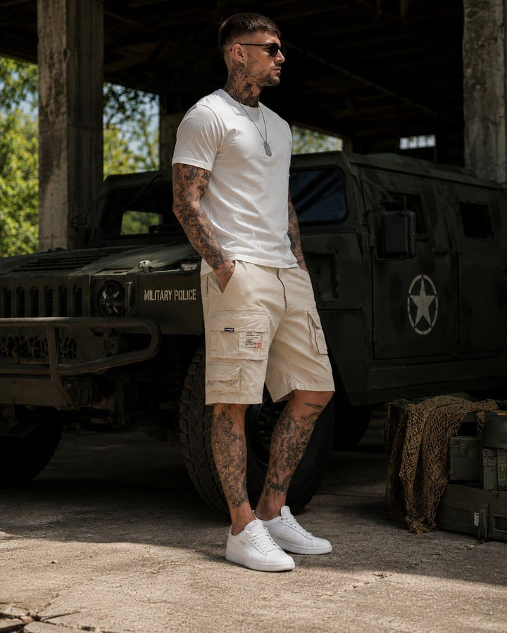 Trooper Herren Cargo Shorts Lightning Edition Bermuda Kurze Hose Vintage (S-7XL) S Old-white, S Old-