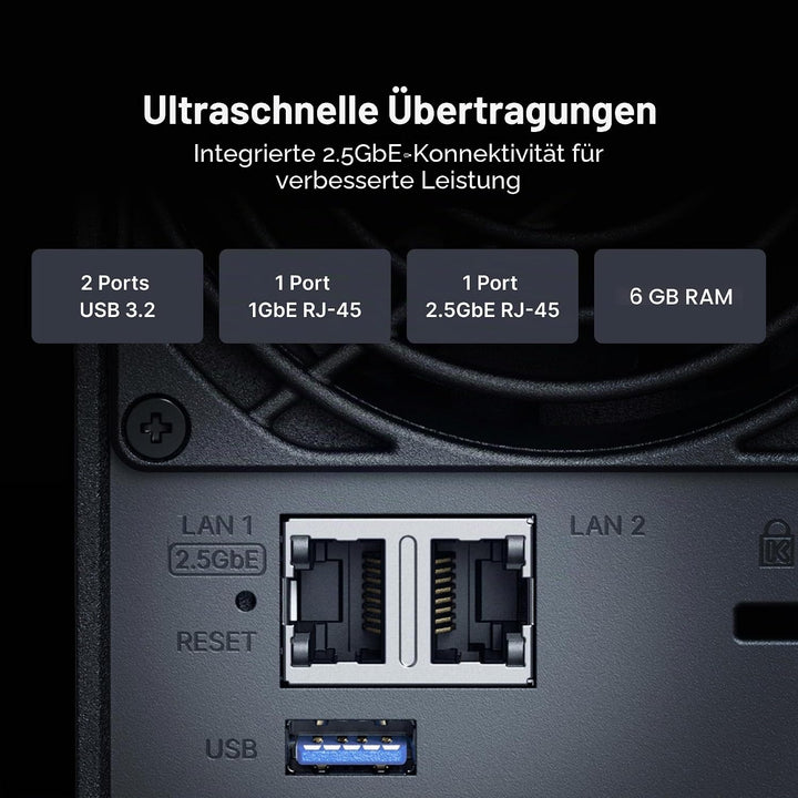 Synology DS225+ 2-Bay Diskstation NAS (Intel Celeron J4125 4-Core 2.0 GHz 2GB DDR4 RAM 2xRJ-45 1GbE
