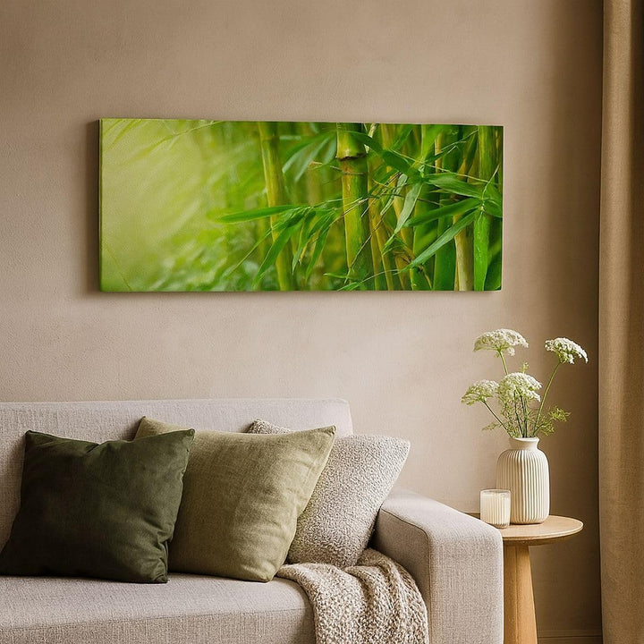 Wandbilder Dekoration Wohnzimmer Bambus Pflanze Panorama Bilder auf Leinwand 120x50cm Leinwandbild m