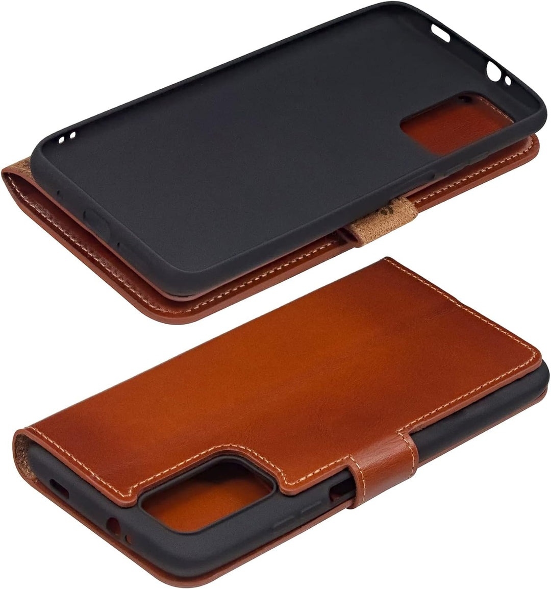 Suncase Book-Style Hülle kompatibel mit Xiaomi Poco M3 Leder Tasche (Slim-Fit) Lederhülle Handytasch