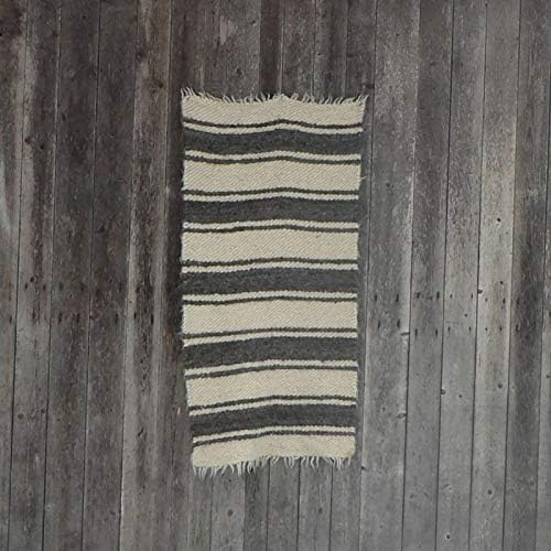 Vehi Mercatus Handgewebte Wolldecke (grau/weiss Gemustert, 70 x 150 cm) Grau/Weiss Gemustert 70 x 15