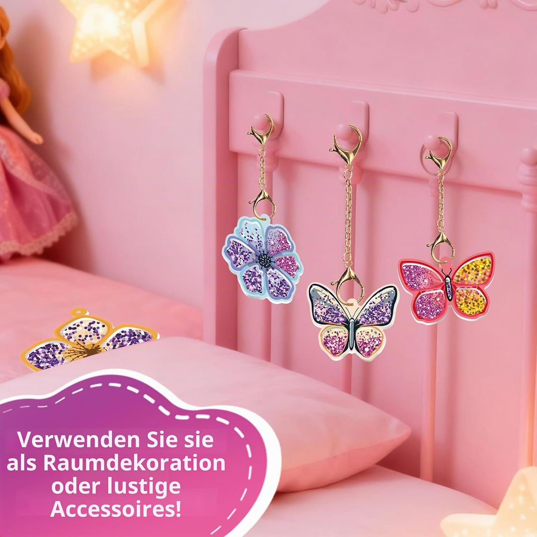 Afufu Shake-its Glitzer Bastelset, DIY Schlüsselanhänger Shaker Kit für Kinder 4-9 Jahre, Kreative B