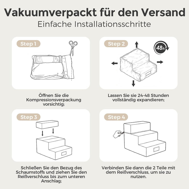 Sytopia Hundetreppe 4 Stufen, 45,7 cm hoch, bis 35 kg, Haustiertreppe für kleine/mittelgrosse Hunde