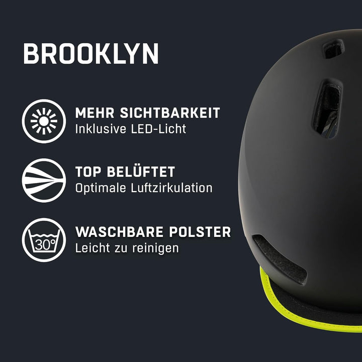 ALPINA BROOKLYN - Beleuchteter, Robuster und Komfortabler Urban Fahrradhelm Mit LED-Licht Für Erwach