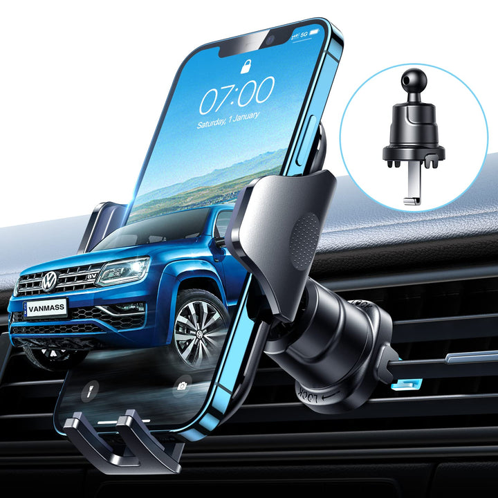 VANMASS Handyhalterung Auto Lüftung [2022 Upgrade Bombenfest Lüftungshaken] 360°Drehbar 100% Silikon