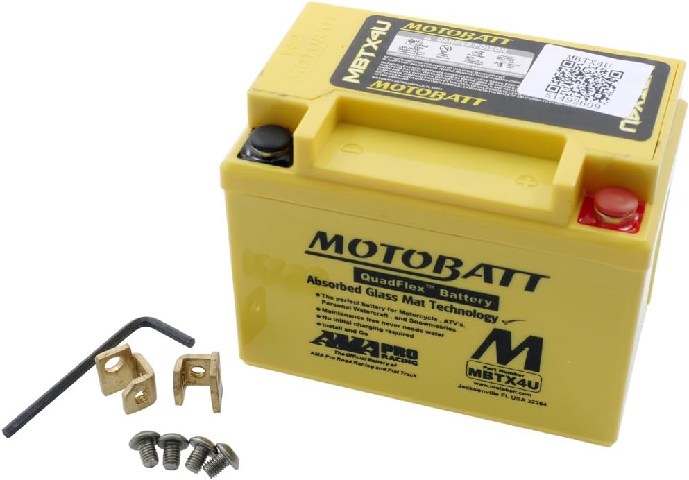 MOTOBATT Batterie 12 V 4,7 Ah (MBTX4U) [wartungsfrei & versiegelt] kompatibel für Honda NH 50 MS Lea