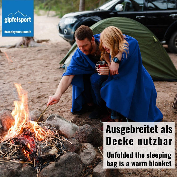 gipfelsport Mikrofaser Fleece Decke mit Schlafsackfunktion I Grösse 185 x 150cm, ca. 690 g I Microfa