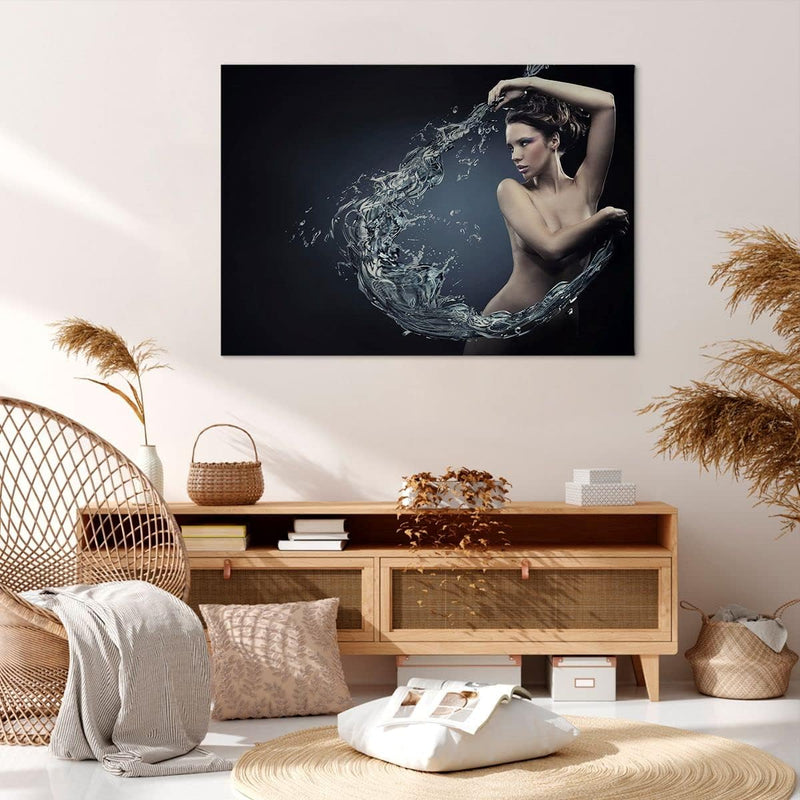 Bilder auf Leinwand 100x70cm Leinwandbild Weiblich modell posieren schön Gross Wanddeko Bild Schlafz