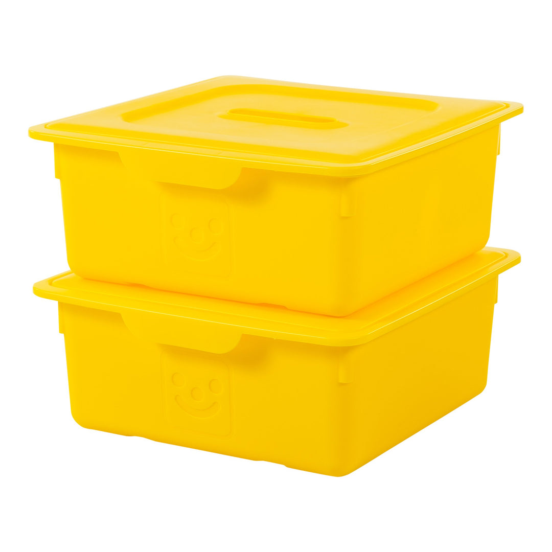 Iris Ohyama, Kunststoff-Aufbewahrungsbox für Kinder, 2er-Set, 10 l, BPA-frei -KDL-330 ? Gelb, stapel