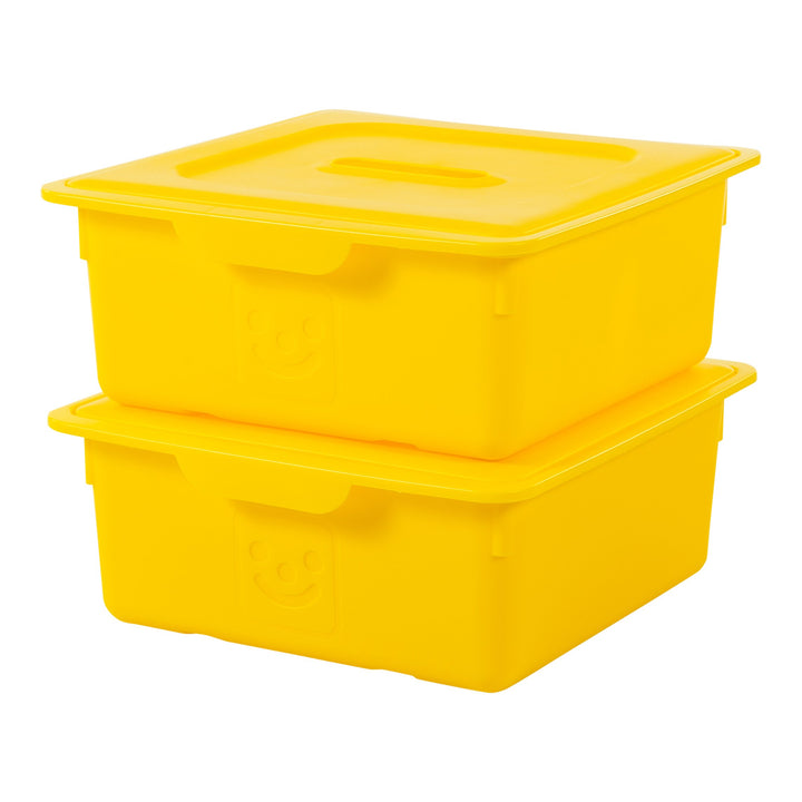 Iris Ohyama, Kunststoff-Aufbewahrungsbox für Kinder, 2er-Set, 10 l, BPA-frei -KDL-330 ? Gelb, stapel