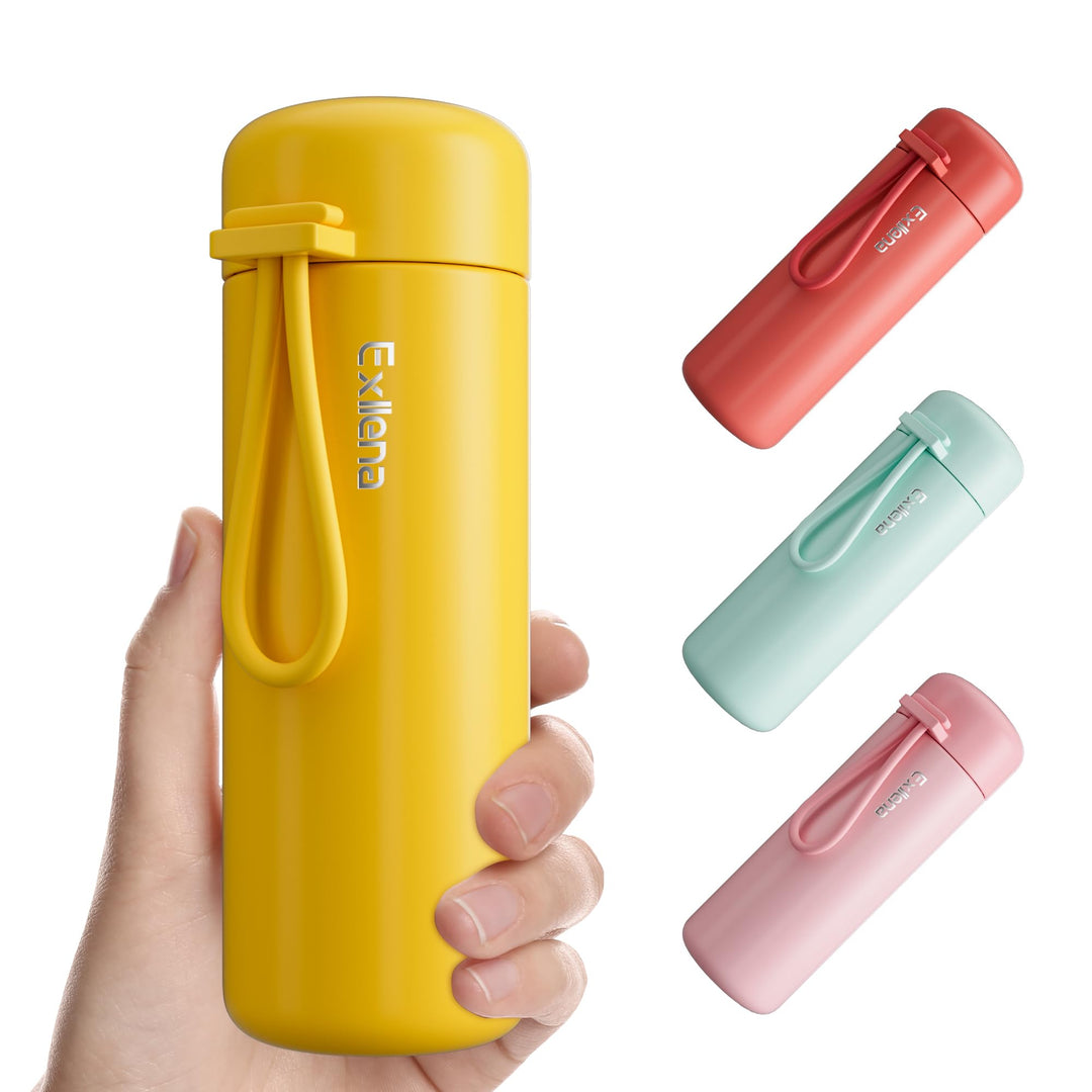 Trinkflasche klein 200ml – Mini-Thermosflasche mit Silikon-Griff, 100% Auslaufsicher, kleine Trinkfl